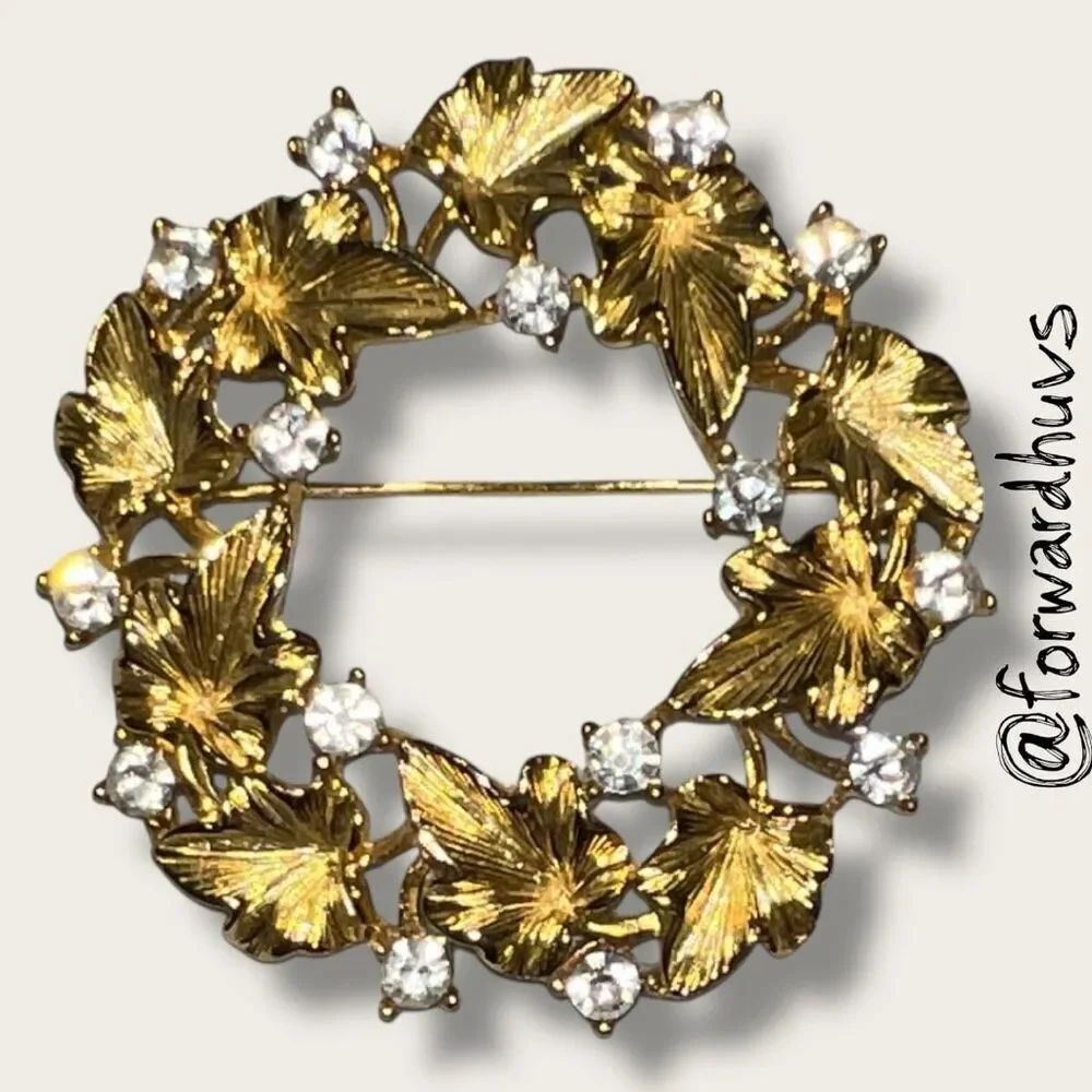 Vintage M. Jent Sparkling Rhinestone Wreath Brooch